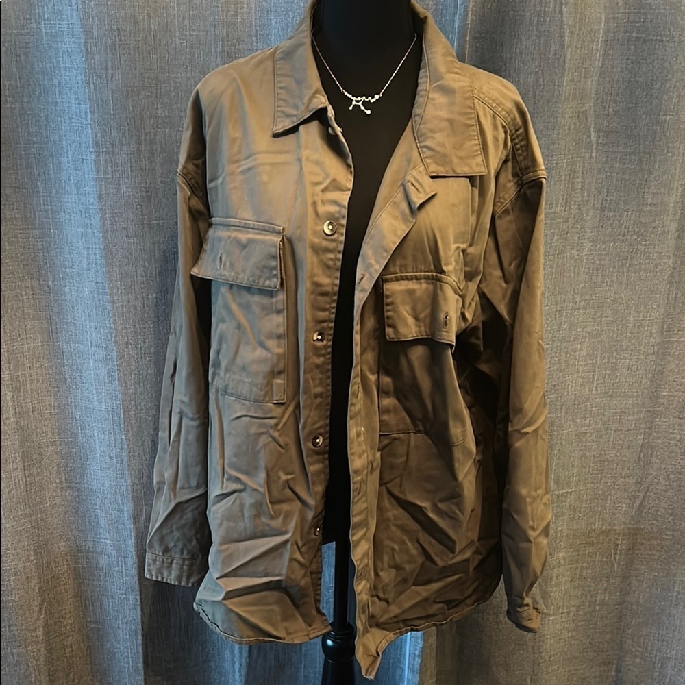 Topman Green Military Field Jacket Relaxed Fit
